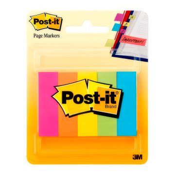 BANDERITAS POST-IT PAPEL 670-5AF NEON 0.5" 3M