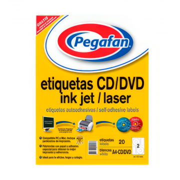 ETIQUETA A-4 CD/DVD (115MM) CJAX20 PEGAFAN