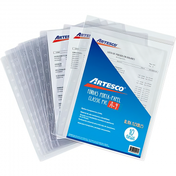 MICA PARA CATALOGO A-4 PVC ARTESCO PQT X 10 UNID.