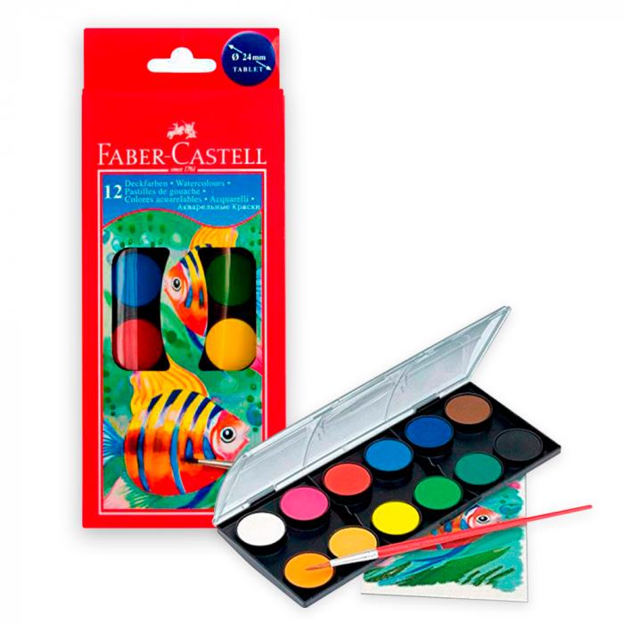 ACUARELA EN PASTILLA #125011 ESTX12 COLORES FABER CASTELL