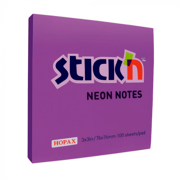 BLOCK NOTES 21210 3X3 PURPURA NEON STICK'N