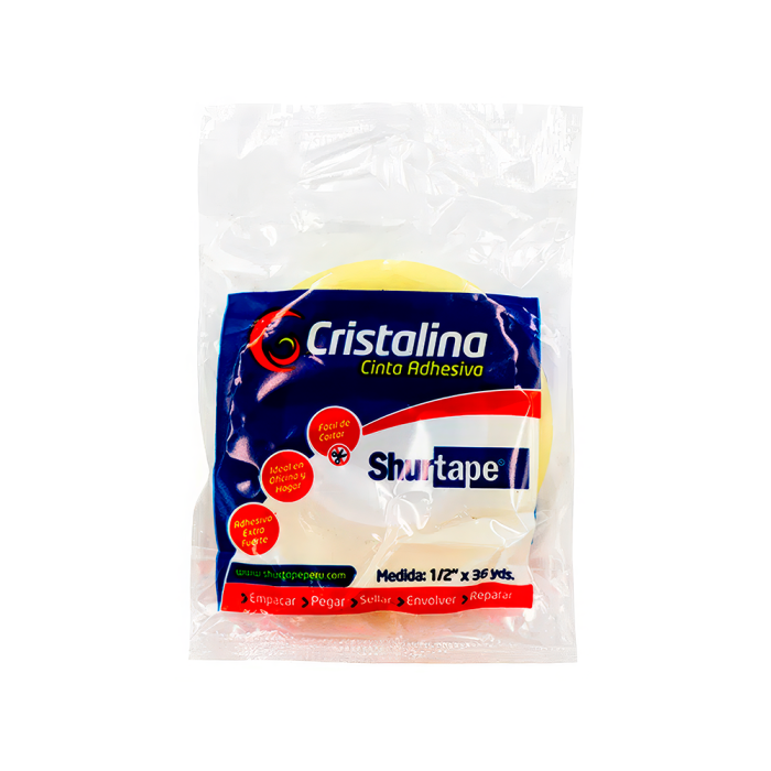 CINTA ADHESIVA CRISTALINO 1/2 X 36 YDS SHURTAPE