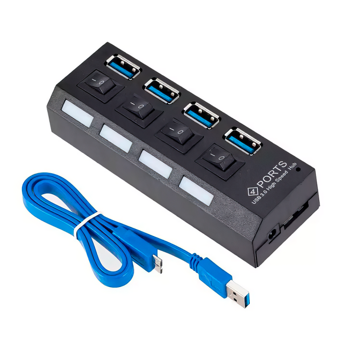 HUB USB 2.0 DE 4 PUESTOS C/SWITCH