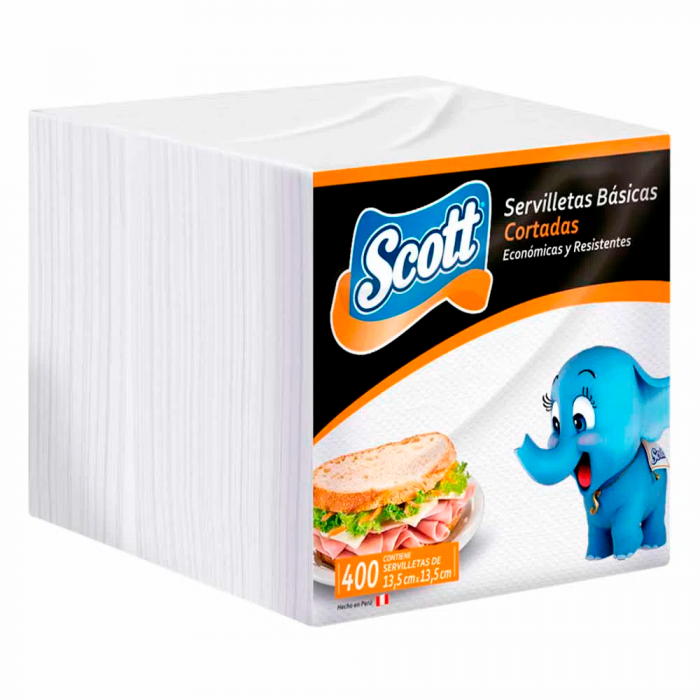 SERVILLETA SCOTT 15X15CM UNA HOJA X 400 UND